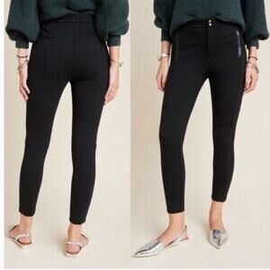 Anthropologie The Essential Slim Pant Black Leather Trim Pocket